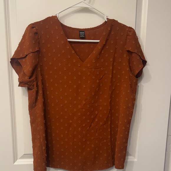 SHEIN Tops - SHEIN Rust V-Neck Blouse